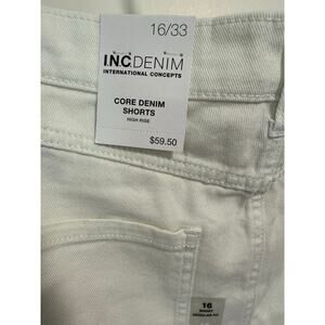 INC 16 Polar white frayed cuffs rise NWT denim shorts.